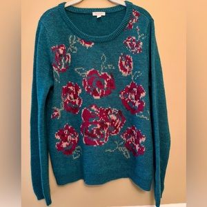 Garnet Hill Floral Wool Blend Sweater